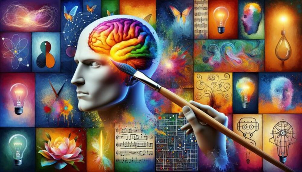 Artistic depiction of a human mind with vibrant colors and creative elements, celebrating neurodivergent genius contributions.